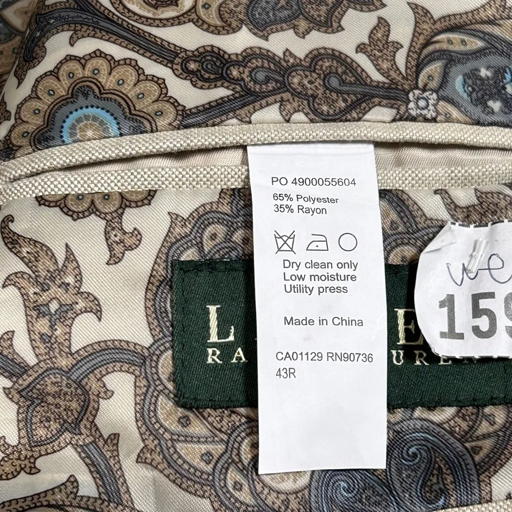 Lauren Ralph Lauren Mens 43R Tan Two Button Blazer Sport‎ Coat Jacket